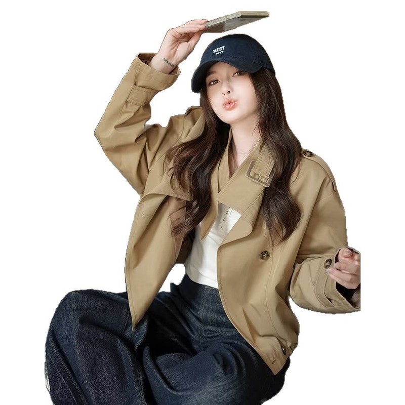 时尚百搭大码宽松短款夹克外套少女2025春秋新款学院风小个子夹克|undefined