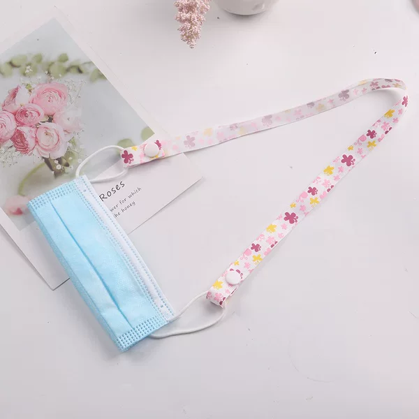 Colorful Small Flower Mask Lanyard with Double-Ended Slider to Prevent Loss, Mask Strap for Kindergarten Children, in Stock Wholesale