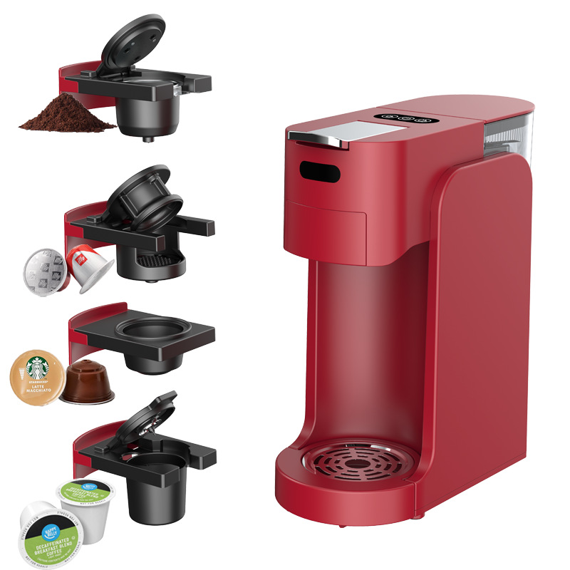 Coffee Machine for Home Use, Small Italian-Style Semi-Automatic 4-in-1 Coffee Machine, Espresso Capsule Coffee Machine Compatible with Multiple Capsules
