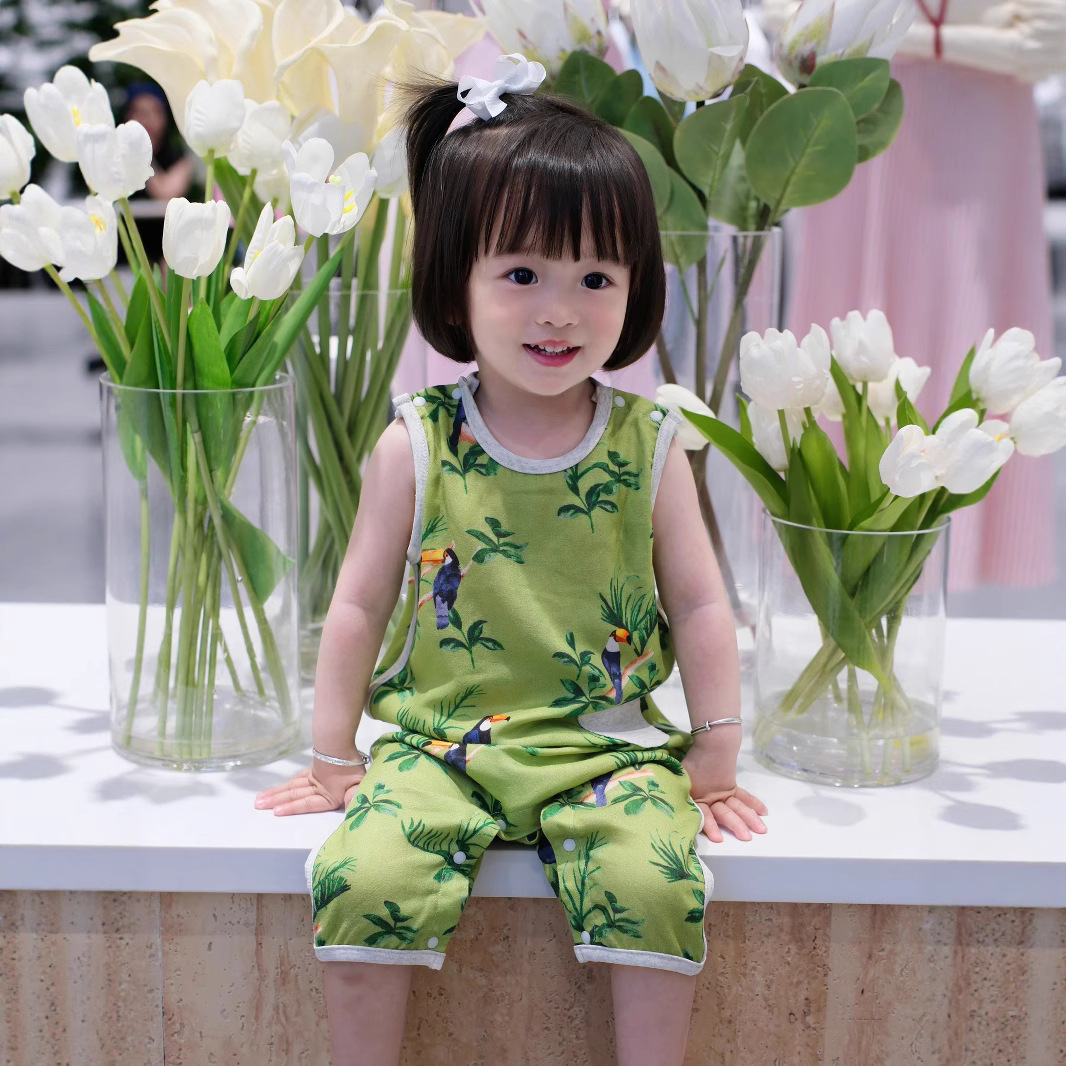 Babystormi New Summer Kidsren's Bamboo Cotton One-Piece Sleeping Bag Sleeveless Vest Split Leg Anti-Kick Sleeping Bag Bamboo Fiber