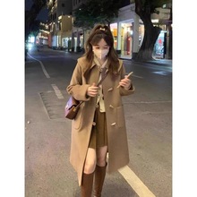 牛角扣日系呢子大衣女2024秋冬新款加厚学院风小个子高级毛呢外套