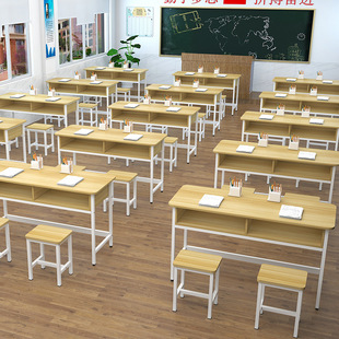 学生课桌椅双层带抽屉课桌补习班辅导单人双人三人位会议培训课桌-阿里巴巴