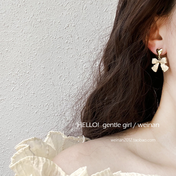 Cute fashionable universal trend earrings with bow