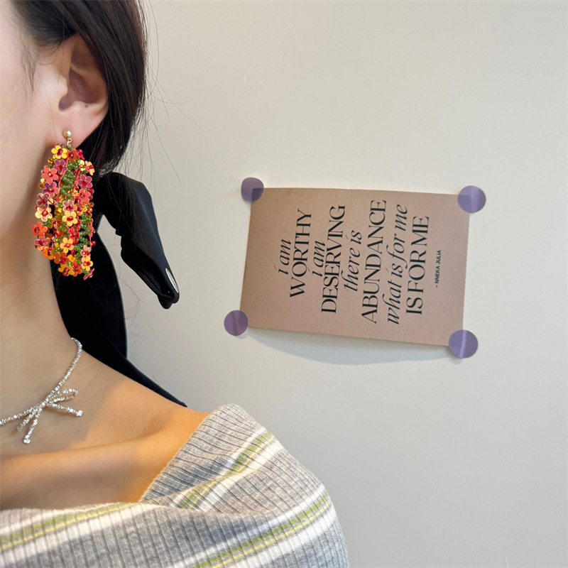 25g Weight Silver Ear Needle Material Drop Earrings Classification 1 Pair Quantity Holiday, Daily Occasion PVC Material Colorful Pattern All Seasons Season Women's Gender Sequins Design Elegant, Ethnic Style Style 1 Pair Elegant Ethnic Style Colorful Sequins PVC Drop Earrings 7