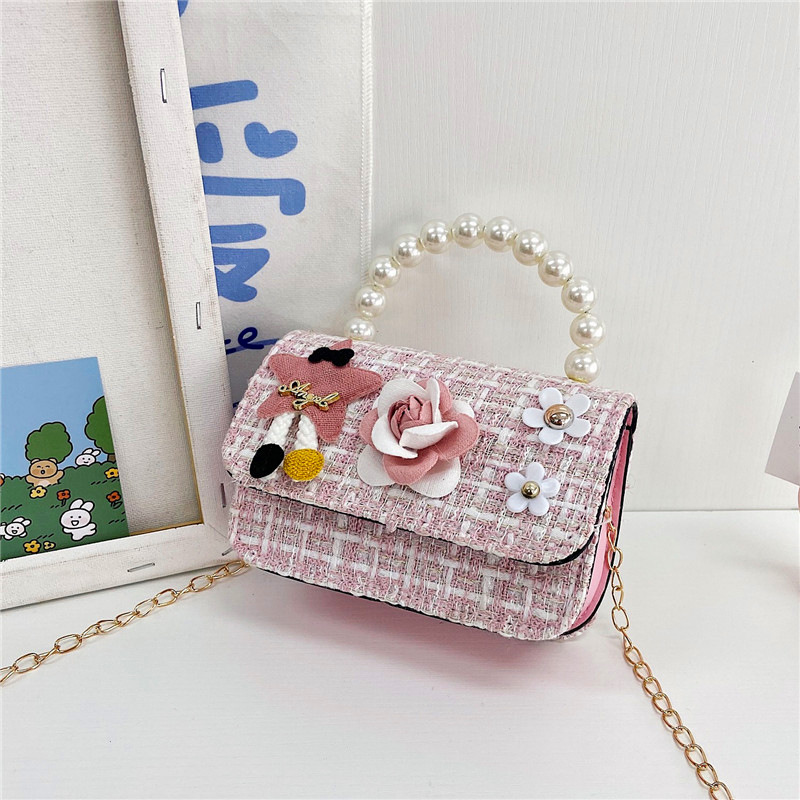 Bolso para niños 2021 nueva niña linda bolsa de mensajero moda princesa perla bolso cadena bolsa de hombro
