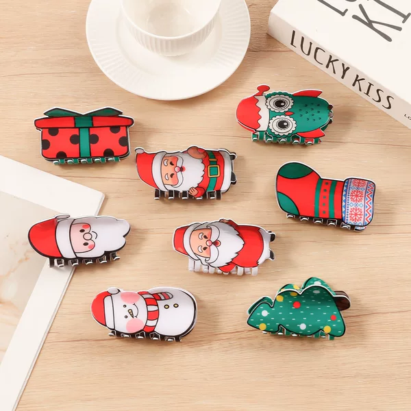 Tiding Jewelry Cross-Border Cute Christmas Theme Clips Various Christmas Elements Back of Head Hair Clips Shark Clips for Women