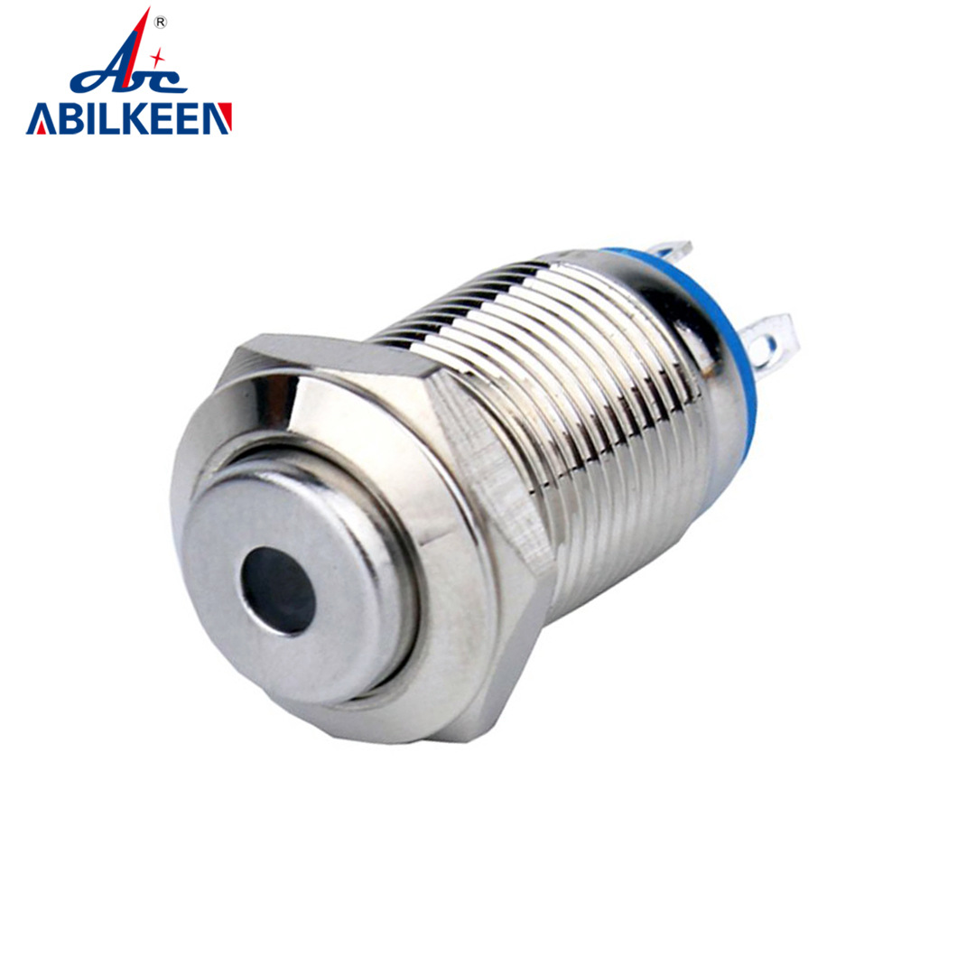 厂家直销12mm金属按钮开关 高头银触点带点灯 焊脚自复位按钮开关