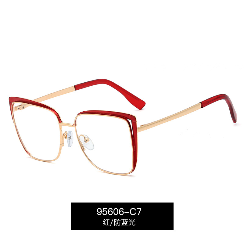95606 nuevo metal anti-azul gafas de luz estilo europeo y americano gafas lisas transfronterizo marco artístico gafas para las mujeres en stock