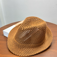 欧美春夏新款沙滩帽女遮阳防晒户外度假法式草编爵士顶海草草帽