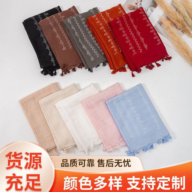 棉麻亚麻长巾围巾女茶卡盐湖旅游拍照出片沙漠纱巾空调房保暖披肩