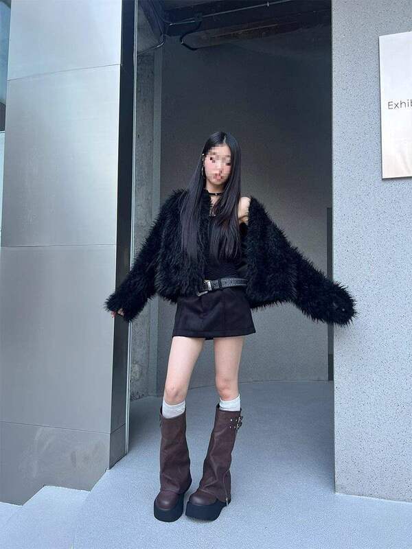 增高厚底显瘦棕色靴子女美拉德长筒靴2025新款复古西部牛仔裤管靴|undefined