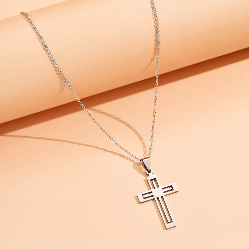 Original Design Cross Stainless Steel Plating Pendant Necklace 1 Piece display picture 6