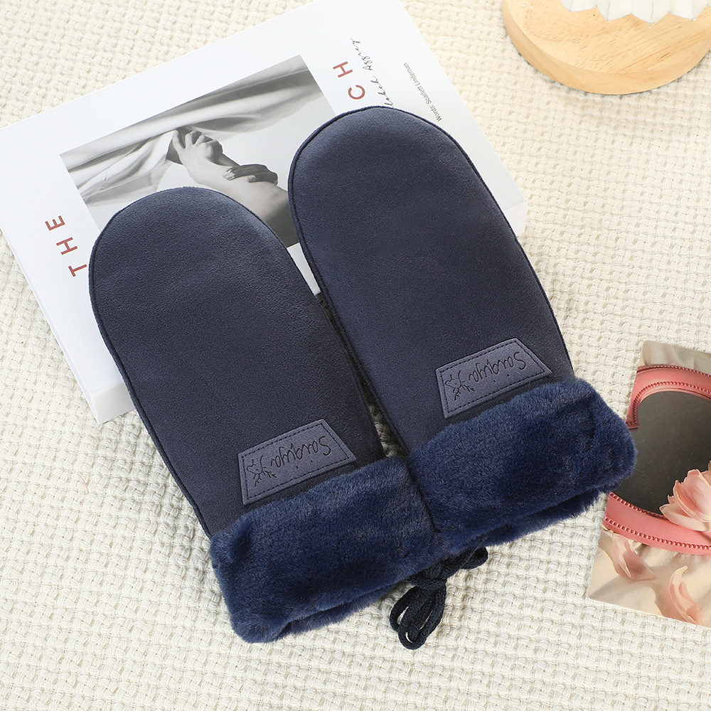 Guantes cálidos de invierno para mujeres, guantes de lana creativos para conducir vehículos eléctricos a prueba de viento con pantalla táctil de seda