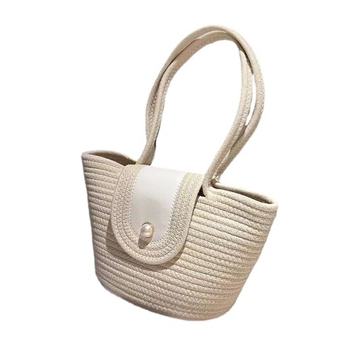 Cotton Rope Bucket Bag Women's Handbag New  Winter Cotton Woven Bag Fashion Korean Style Versatile Shoulder and Crossbody
