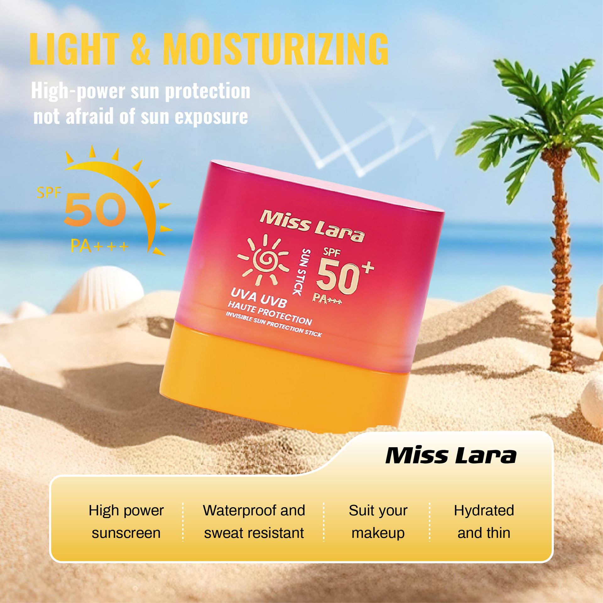 MISS LARA Protector solar Stick SPF50 Protector solar para el cuerpo facial UVA UVB claro, no graso y fácil de aplicar image 2
