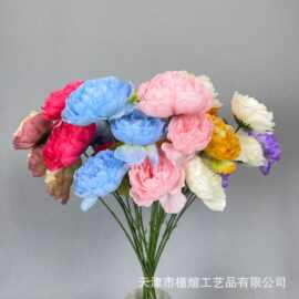 3头如意牡丹 仿真花婚庆礼堂花排路引花材批发吊顶拱门装饰花艺
