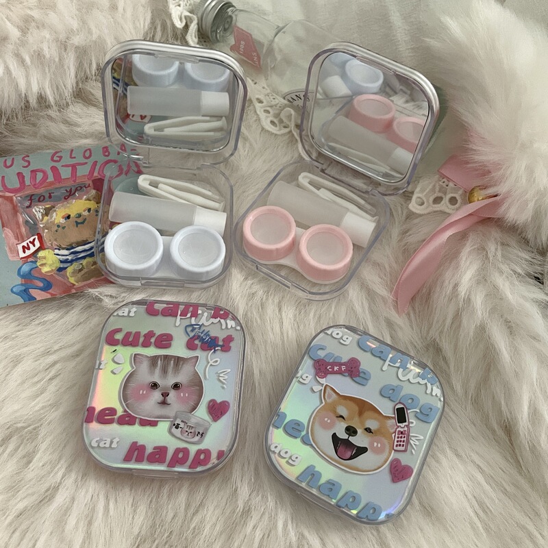 Contact Lens Case, Contact Lens Case, Storage Box, Portable Mirror Cartoon Cute Care Solution Care Box, High-end Sense Contact Lens Case, Contact Lens Case, Storage Box, Portable Mirror Cartoon Cute Care Solution Care Box, High-end Sense