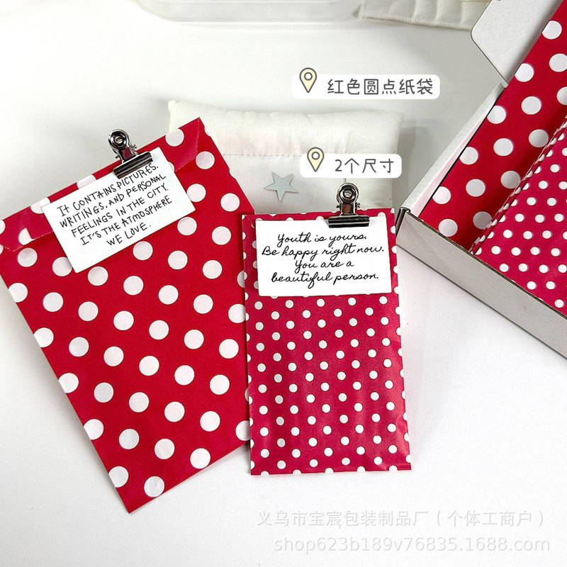 High-value red dot paper bag ins wind card creative material gift packing bag DIY high-value packaging bag