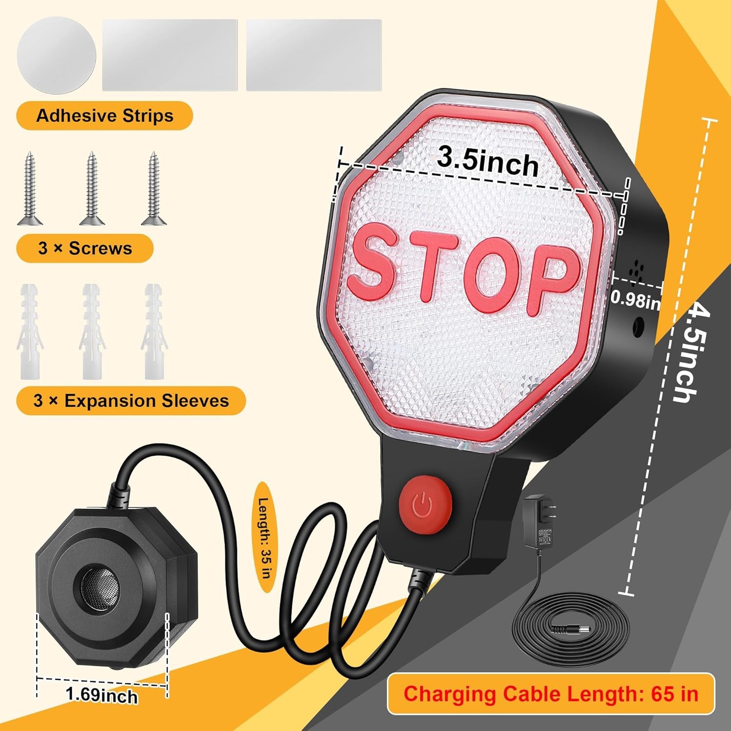 Adjustable Garage Parking Sensor Aid with Led Indicator Dual Power Rotary Connector