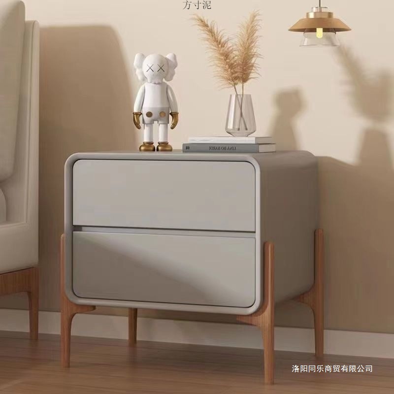 Mesita de noche de instalación gratuita, dormitorio, hogar, lujo ligero, minimalista, multifuncional, armario de noche para el hogar, fábrica de armario de almacenamiento de estilo crema