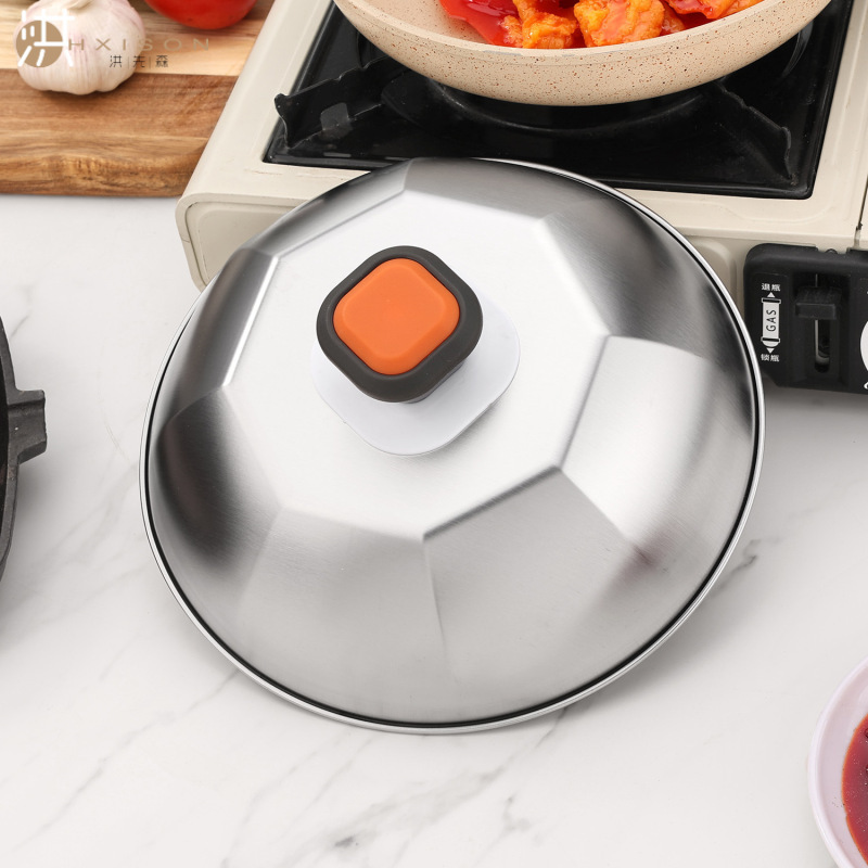 Cross-Border Hot Sale Thickened Steak Pan Lid 430 Stainless Steel 9inch Burger Teppanyaki Lid Outdoor Bbq Grill Tool