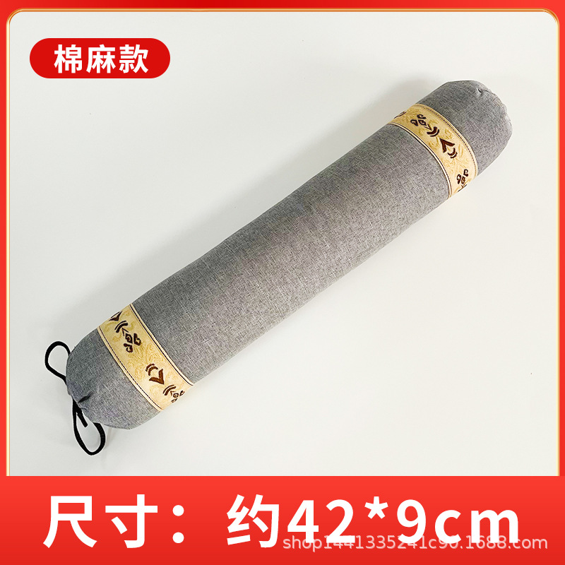 Cotton and linen gray cylindrical pillow (800g+-)