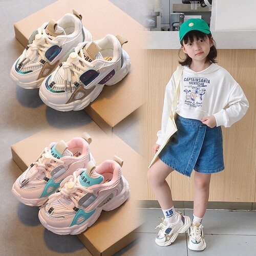 Girls 'sneaker spring and autumn new style for girls' mesh breathable girls 'casual running shoes for boys' dad shoes.