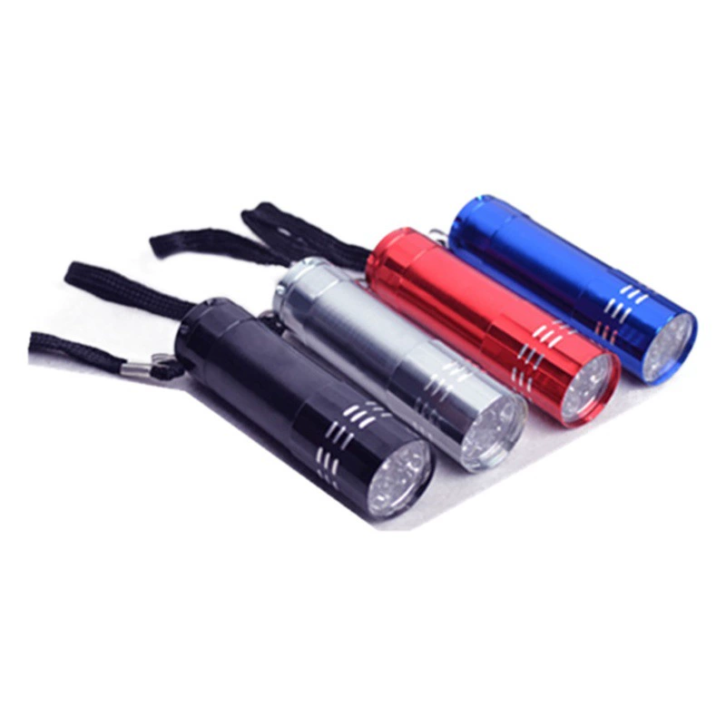 Источник производителей алюминиевого сплава 9LED фонарик мини фонарик 9 свет всасывания карты с батареей 3 7-й подарок