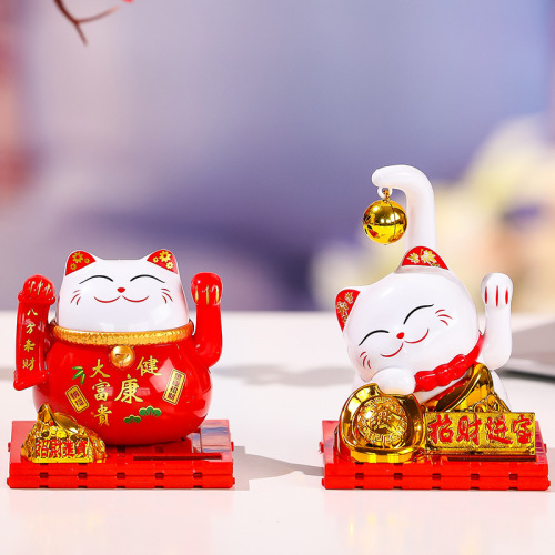 Creative Solar Lucky Cat Ornaments Office Desktop Cute Lucky Cat Dolls Decorative Birthday Gifts for Colleagues