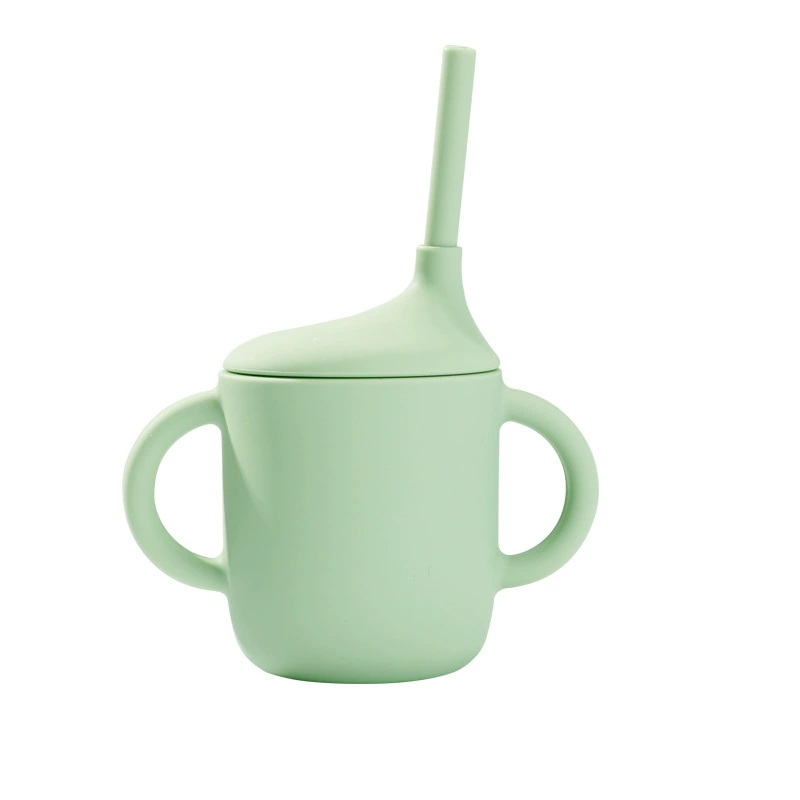 Children's silicone glass, non-slip straw with glass, fall protection