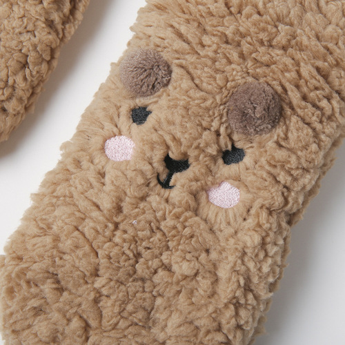 3D Bear Smile Floor Socks, Thick and Fuzzy, Warmth-keeping Home Sleep Socks with Foot Bottom Glue Slippers, Plush