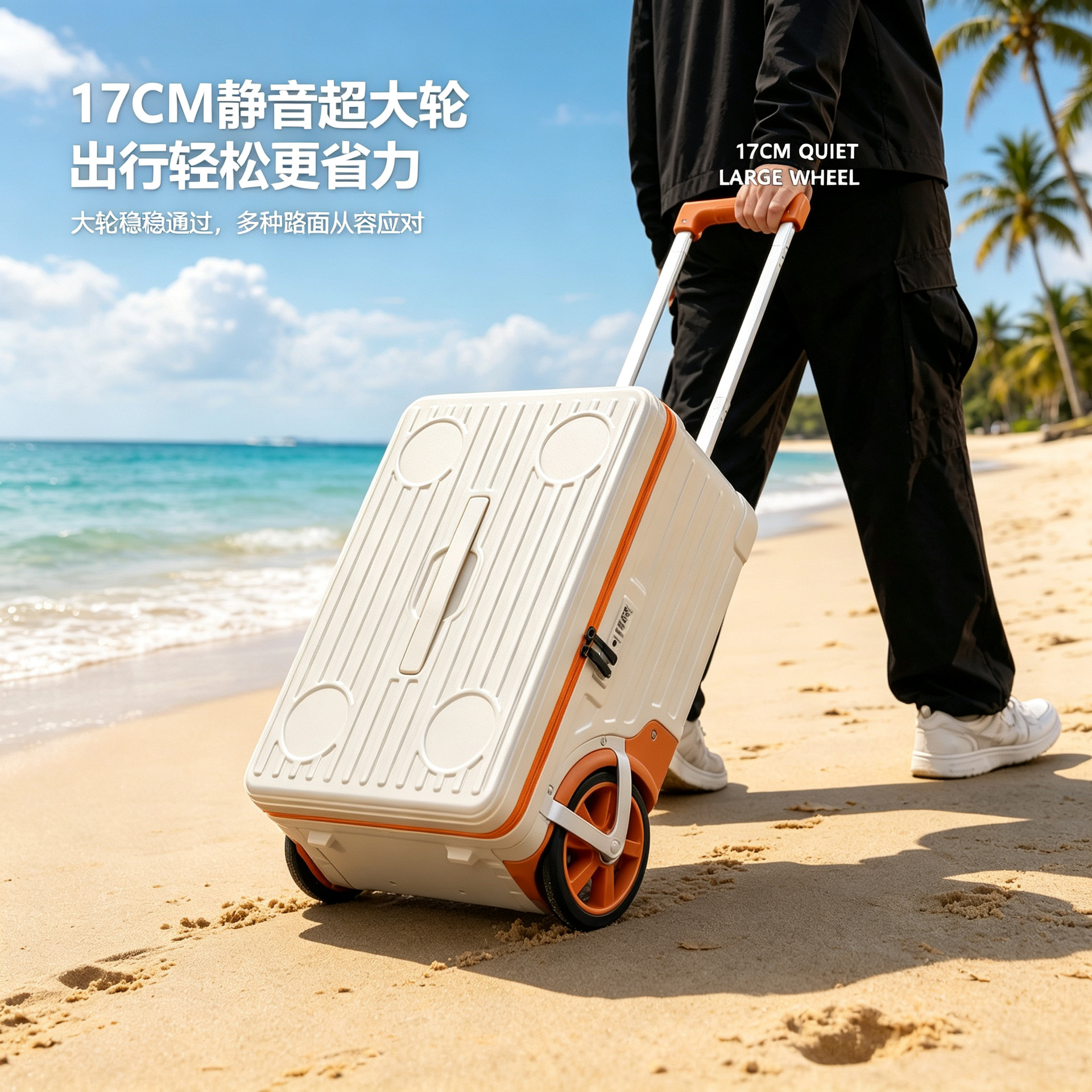 Color-Blocking Pc Travel Suitcase with Large Wheels, Multifunctional Password Lock, Tsa Combination Lock, Geometric Pattern Luggage