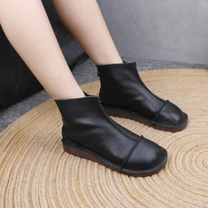 Women's Martin Boots 2026 Autumn and Winter New Style Warm Black Short Boots British Style Leather Boots Double Cotton Comfortable Suitable for Cross-Border Shipping