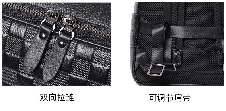Ba lô nam da bò thật dung tích lớn 15.6 inch đựng laptop, túi du lịch 30×17×41 cm — Màu đen 1, Màu đen 2 chi tiết 9