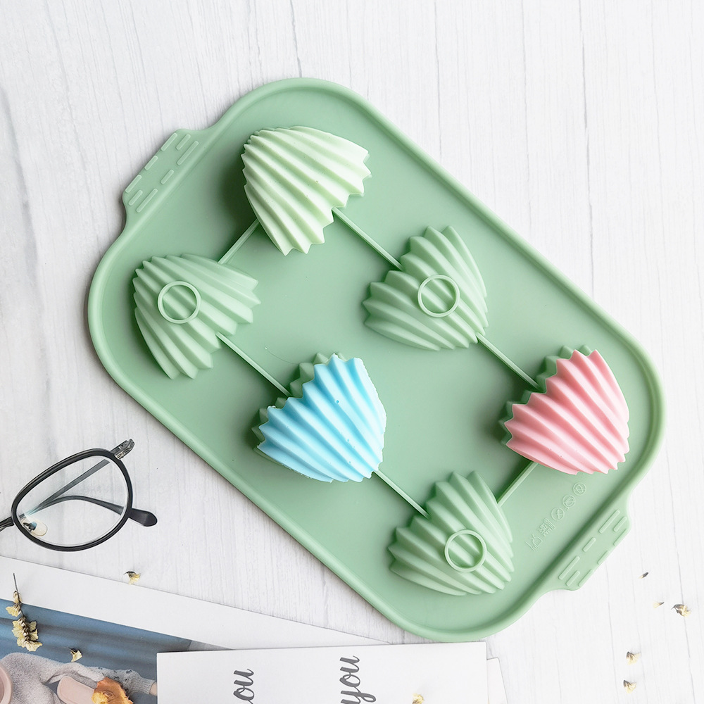 6连心形贝壳75巧克力饼干模蛋糕模具雪糕糖果硅胶模具