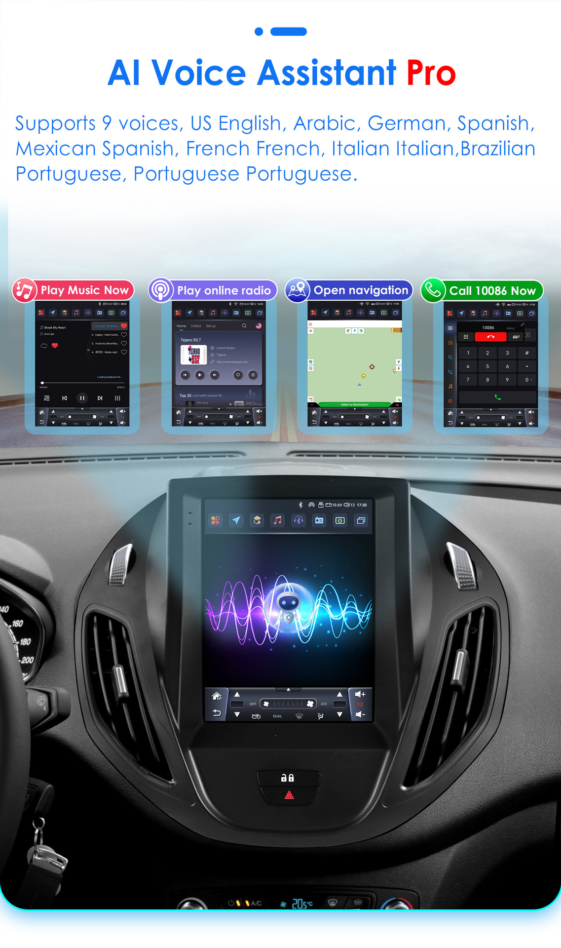 Suitable for 13-21 Models of Ford Tourneo, Vertical Screen Android 9.7inch Car Gps Navigation