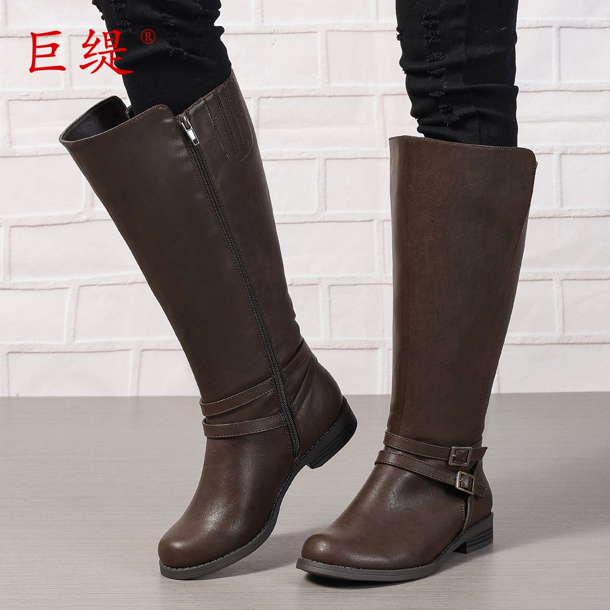 Ju Ti 2024 новые внешнеторговые женские сапоги большого размера WISH Amazon европейские и американские женские сапоги на молнии