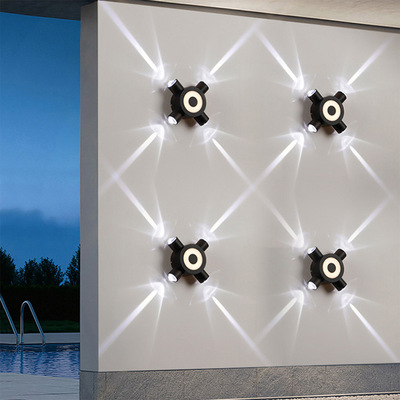 户外十字星光壁灯防水外墙庭院背景墙花园现代简约创意墙壁氛围灯