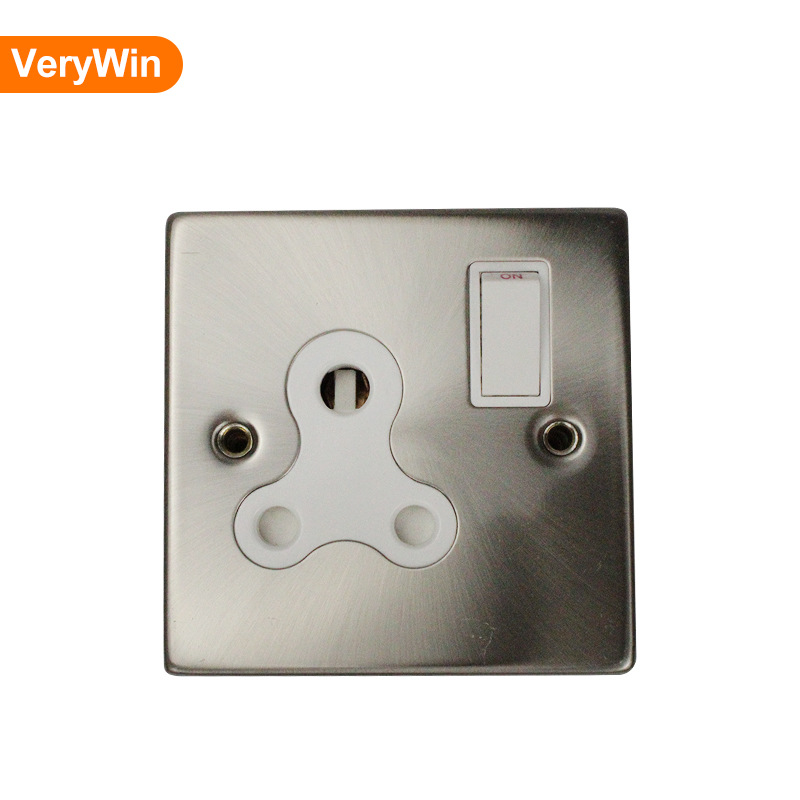 厂家供应13A插座金属面板带铁盒英标英式带开关居家明装墙壁插座