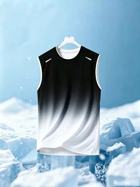 Summer ice silk sleeveless vest for men, quick-dry, cool-touch, loose fit, large size, men's sports fitness camouflage T-shirt, trendy