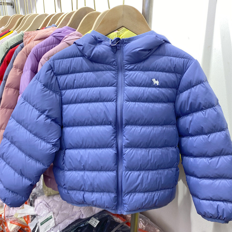 Children's light down jacket 90 white duck down hooded short autumn and winter new boys and girls large children's coat wholesale