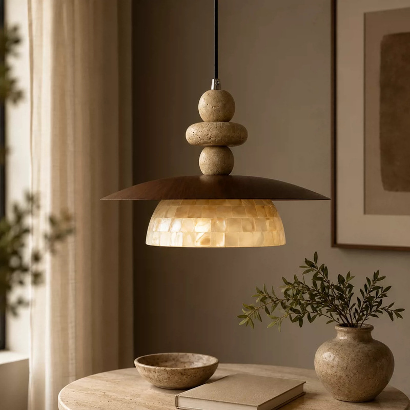 Vintage-style shell chandelier, restaurant bar counter light, retro cave stone design, high-end chandelier, creative and minimalist small round table chandelier Vintage-style shell chandelier, restaurant bar counter light, retro cave stone design, high-end chandelier, creative and minimalist small round table chandelier