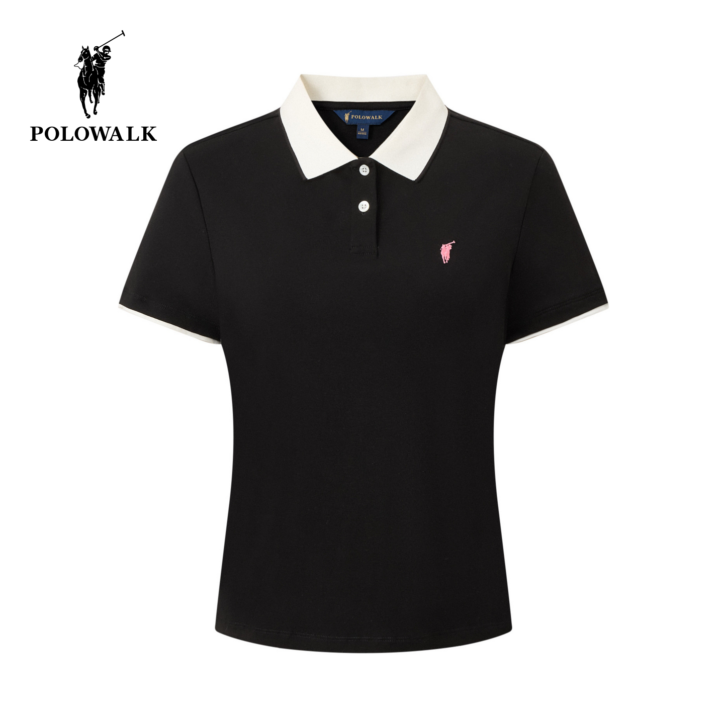 POLOWALK女式短袖POLO衫2026夏季新品撞色翻领修身显瘦针织POLO衫