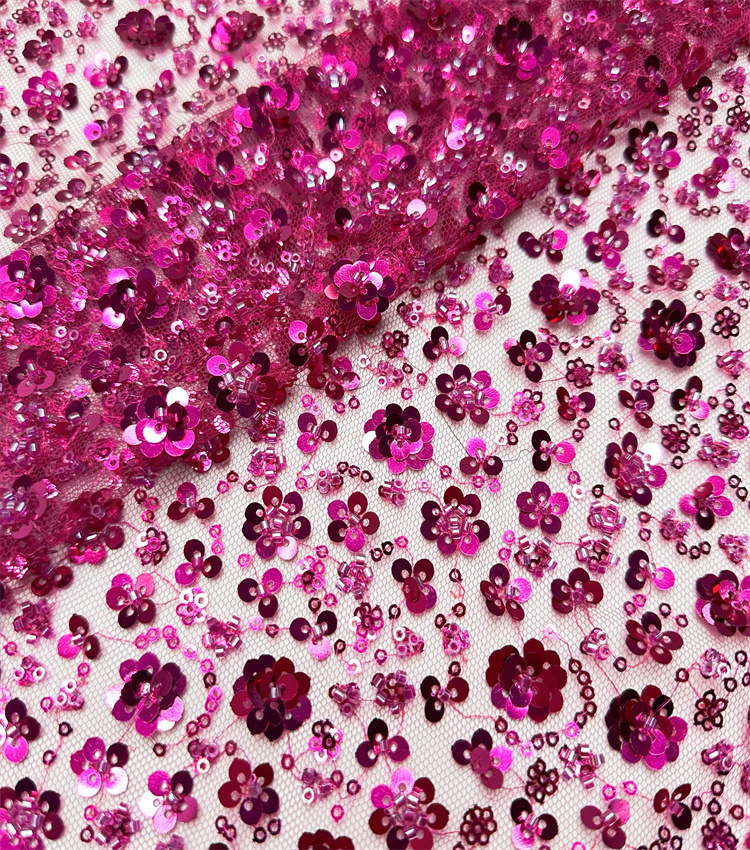 Inventario de flores de ciruela de malla de cuentas bordadas de tubería vestido de boda vestido de moda espectáculo de ropa infantil vestido de tela