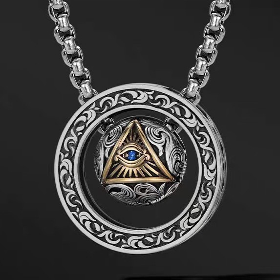 Eye of god round pendant + pearl chain