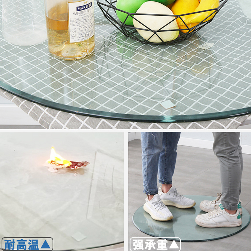 JG mesa redonda vidrio templado para el hogar hecho a medida redondo giratorio mesa de té transparente mesa de comedor mesa giratoria