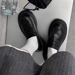 厚底英伦风乐福鞋女夏2025新款增高小个子一脚蹬懒人小皮鞋女单鞋