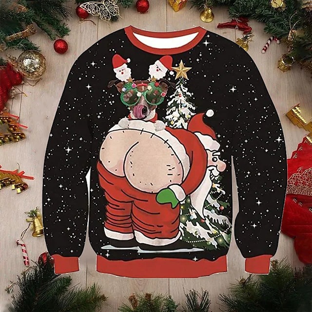 350g Weight Long Sleeve Sleeve Length Pullovers Placket Type Wholesale Unisex Polyester Christmas Santa Claus Long Sleeve Printing Hoodies & Sweatshirts