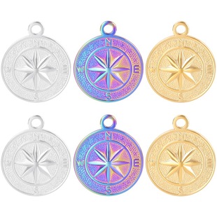 DIY jewelry accessories necklace earrings pendant colorful stainless steel compass pendant wholesale cross-border direct sales