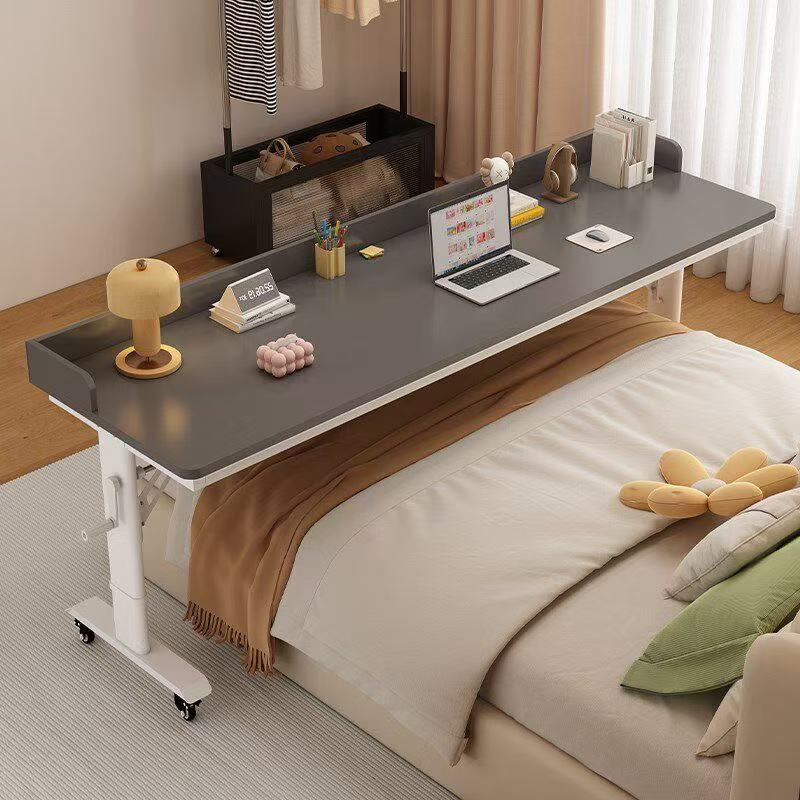 Movable and adjustable solid wood computer desk, desk for use across the bed, home office desk, simple bedroom thickened bedside table